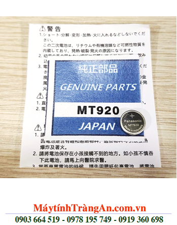 Panasonic MT920 (Genuine Parts, viên trơn), Pin sạc 3v Lithium MT920 (1.5v /1.8v-2.6v, 5mAh), Xuất xứ Indonesia